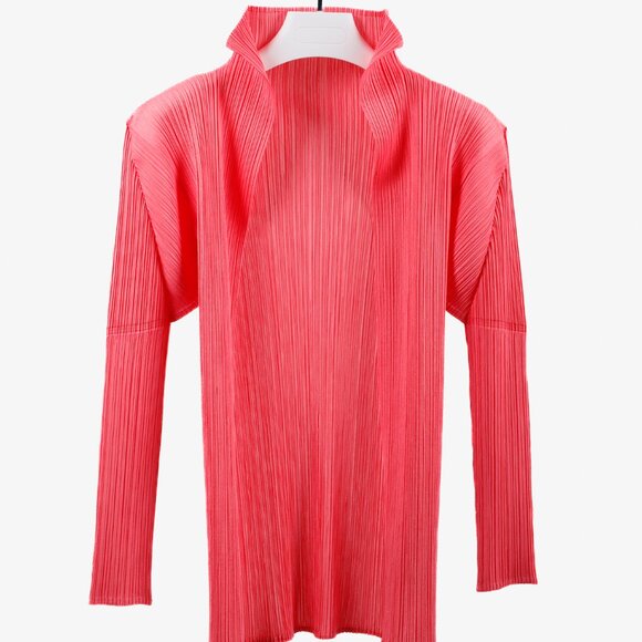 Pleats Please Issey Miyake Watermelon Pink Cardigan